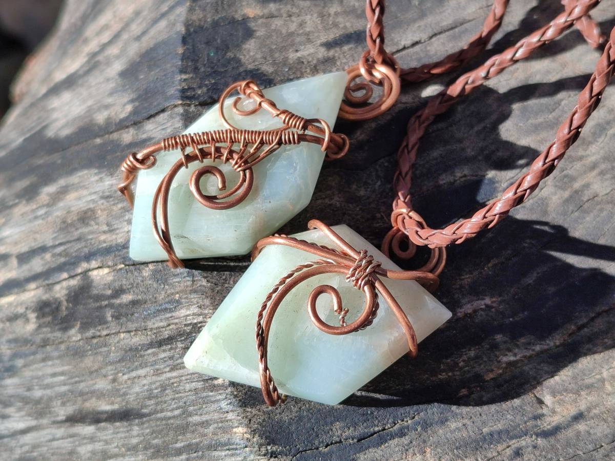 Hand Made Copper Wire Wrapped Pendants x 6 From Southern Africa - Toprock Gemstones and Minerals 