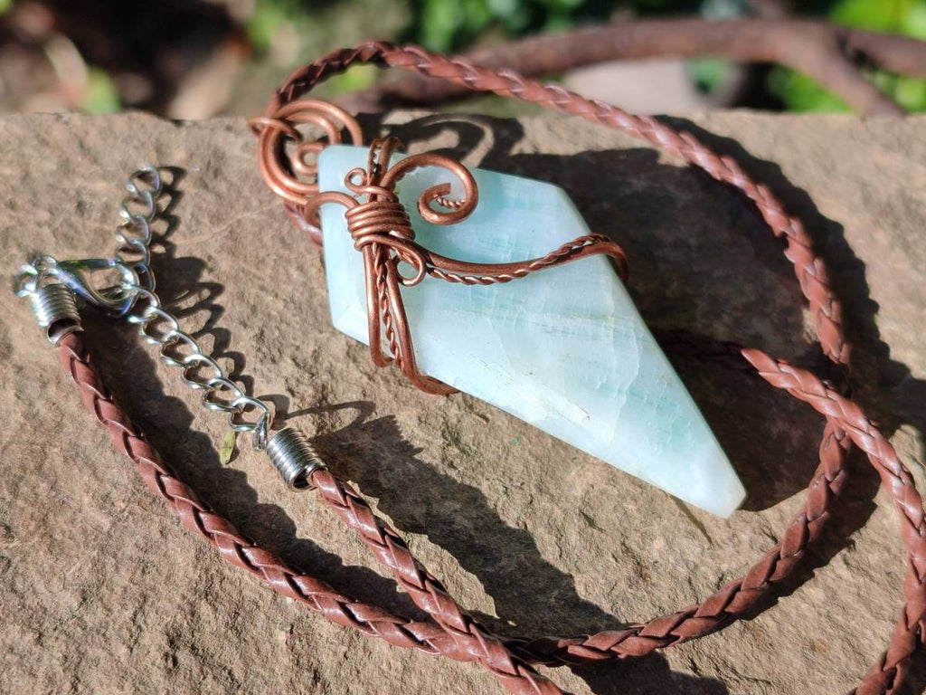 Hand Made Copper Wire Wrapped Pendants x 6 From Southern Africa - Toprock Gemstones and Minerals 