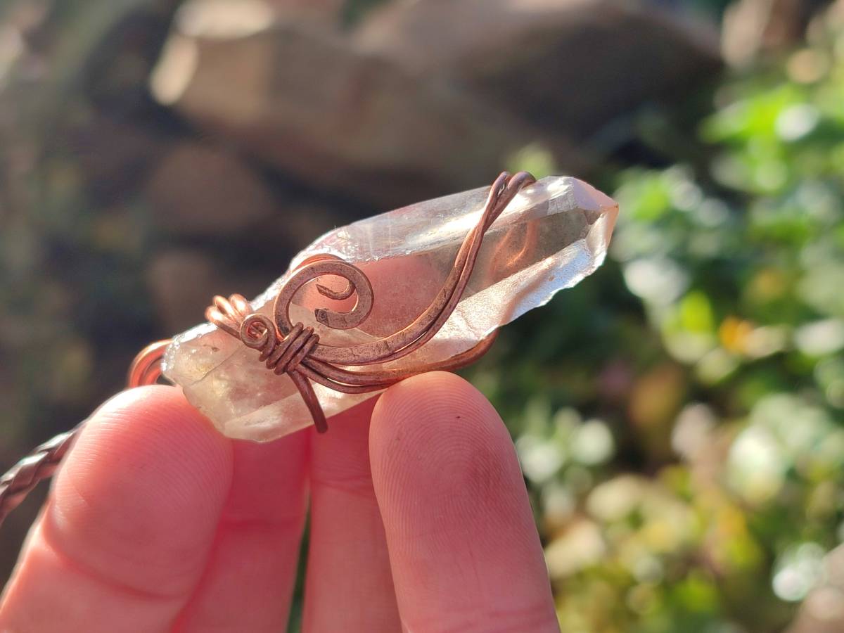 Hand Made Copper Wire Wrapped Pendants x 6 From Southern Africa - Toprock Gemstones and Minerals 