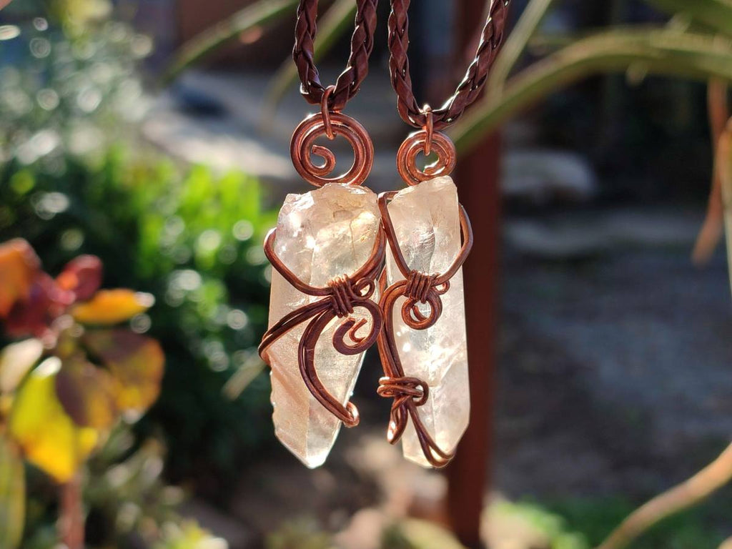 Hand Made Copper Wire Wrapped Pendants x 6 From Southern Africa - Toprock Gemstones and Minerals 