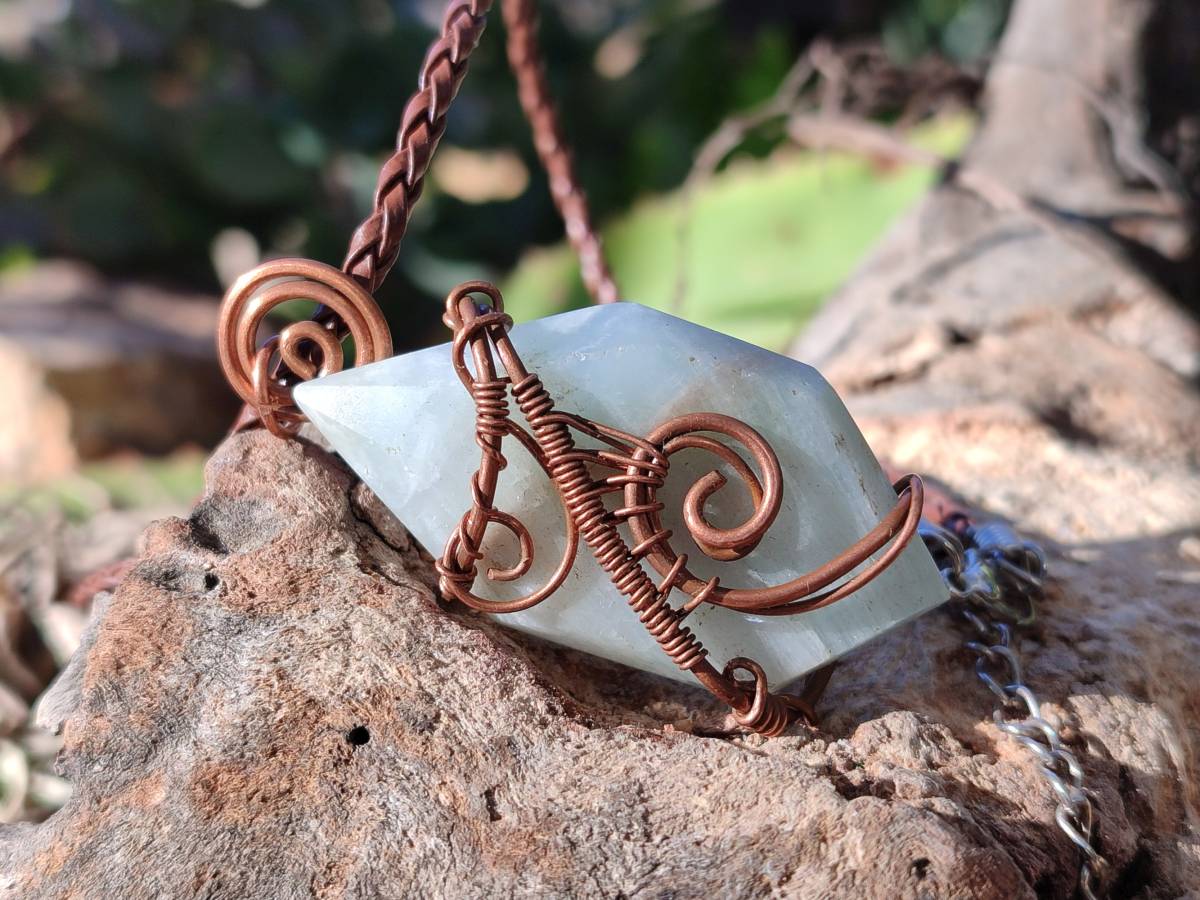 Hand Made Copper Wire Wrapped Pendants x 6 From Southern Africa - Toprock Gemstones and Minerals 