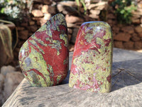 Polished Bastite Dragons Blood Stone Standing Free Forms x 2 From Tshipise, South Africa - Toprock Gemstones and Minerals 