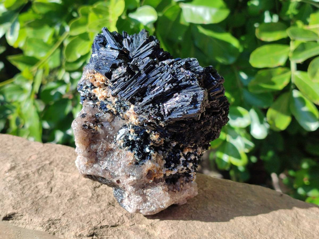 Natural Schorl Black Tourmaline with Smokey Quartz and Orthoclase Matrix Specimens x 2 From Namibia - Toprock Gemstones and Minerals 