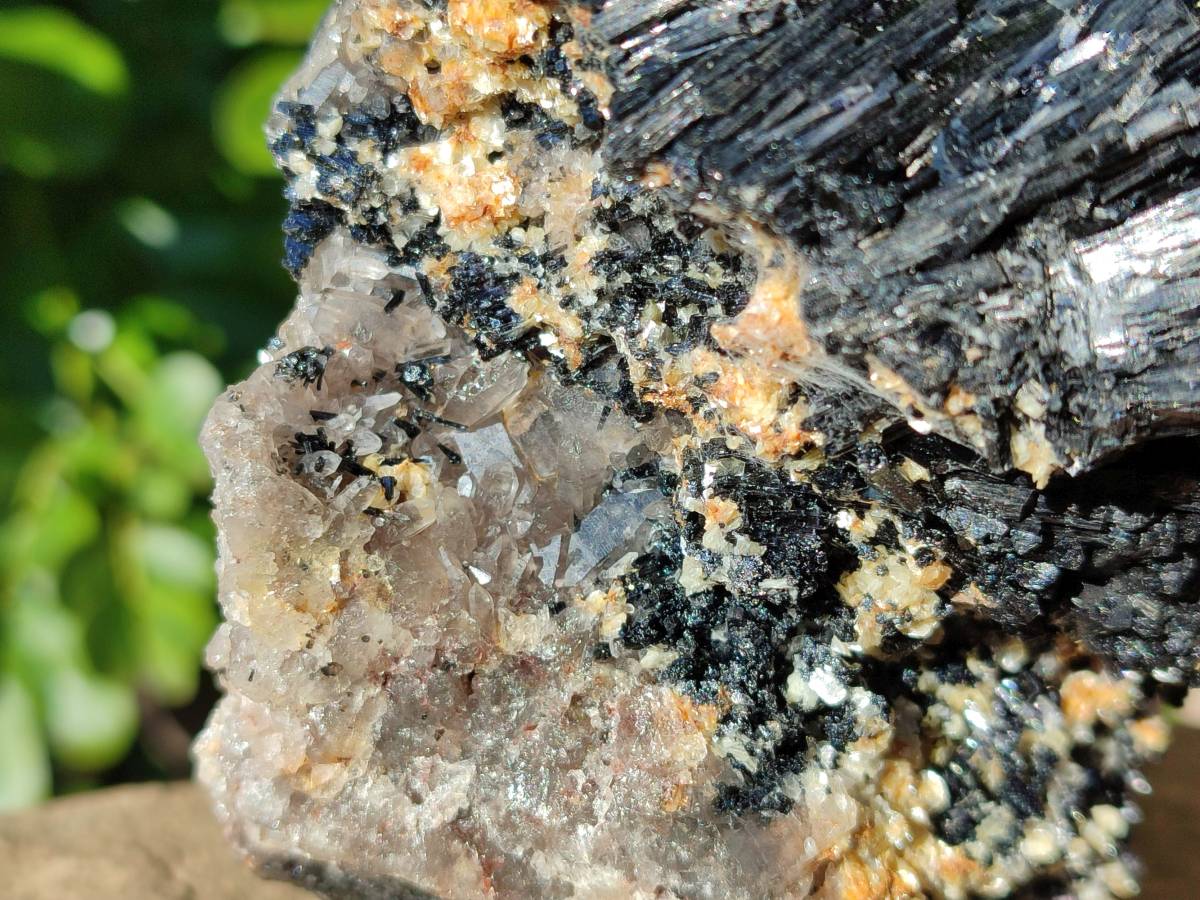 Natural Schorl Black Tourmaline with Smokey Quartz and Orthoclase Matrix Specimens x 2 From Namibia - Toprock Gemstones and Minerals 