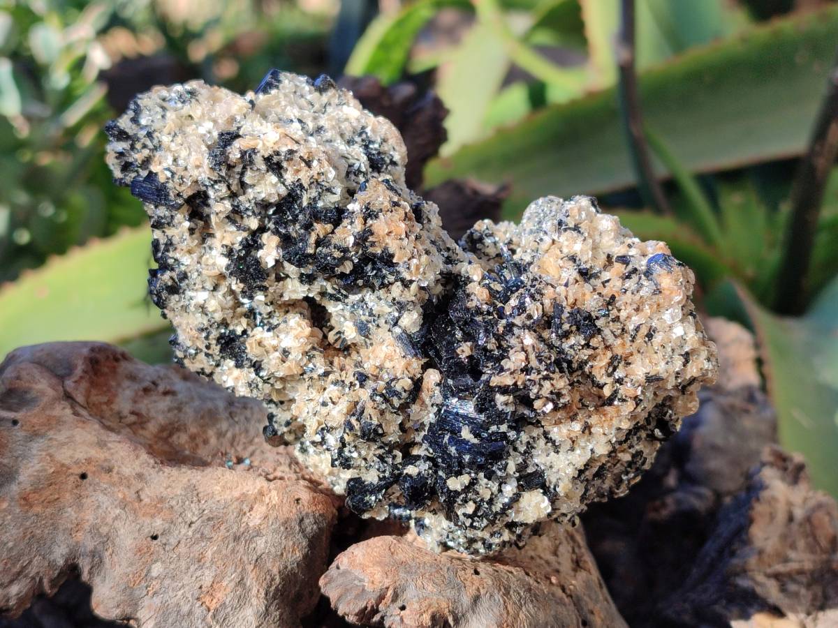 Natural Schorl Black Tourmaline with Smokey Quartz and Orthoclase Matrix Specimens x 2 From Namibia - Toprock Gemstones and Minerals 