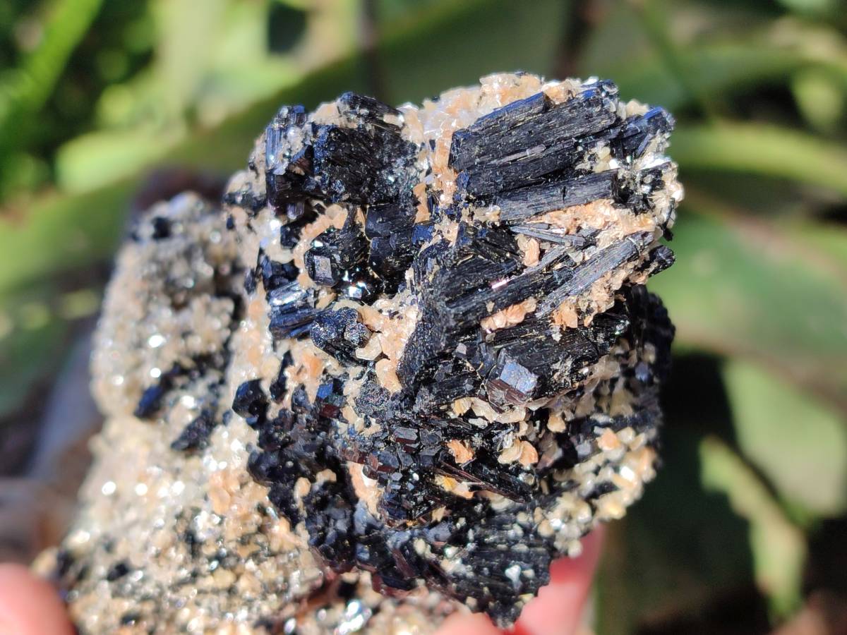 Natural Schorl Black Tourmaline with Smokey Quartz and Orthoclase Matrix Specimens x 2 From Namibia - Toprock Gemstones and Minerals 