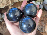 Polished Black Basalt Spheres x 4 From Antsirabe, Madagascar - Toprock Gemstones and Minerals 