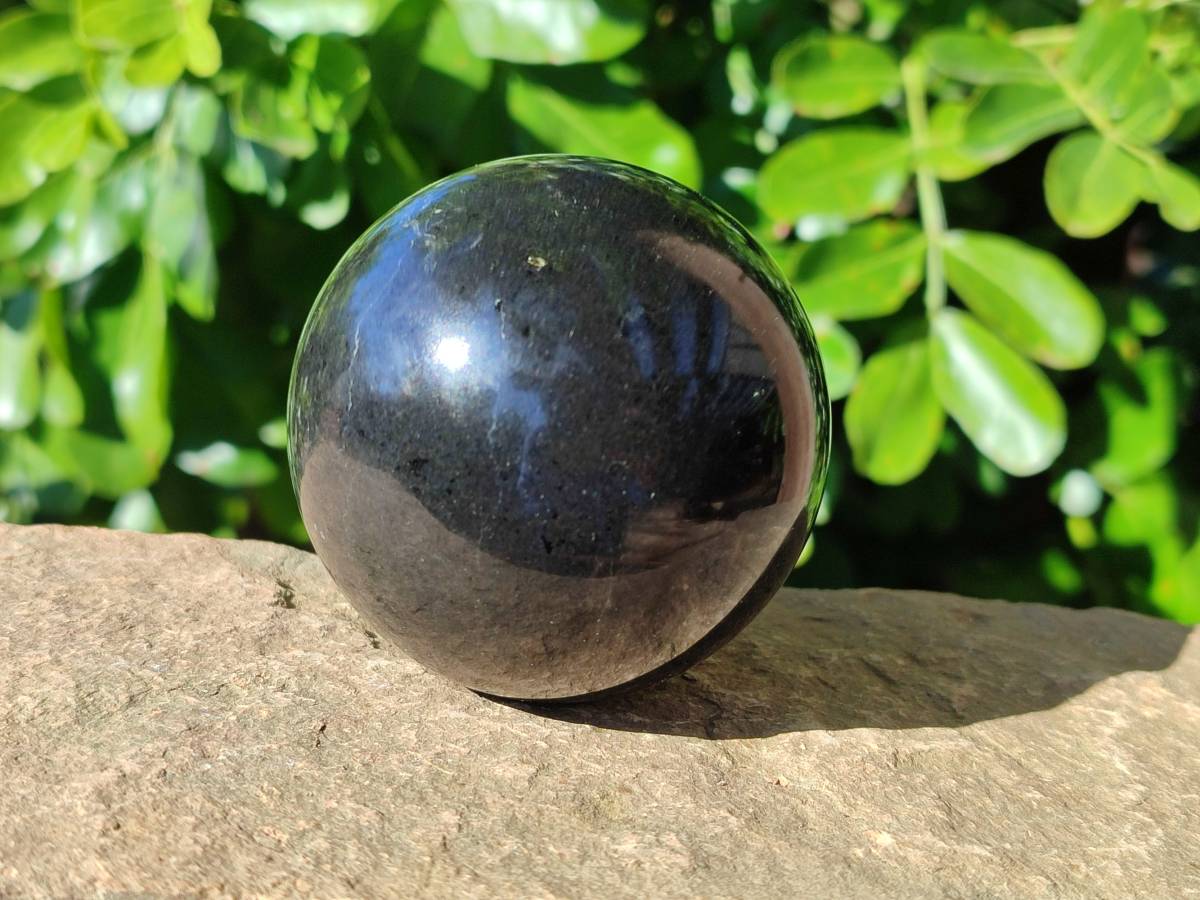 Polished Black Basalt Spheres x 4 From Antsirabe, Madagascar - Toprock Gemstones and Minerals 