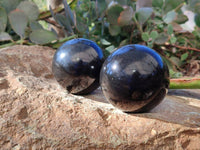 Polished Black Basalt Spheres x 4 From Antsirabe, Madagascar - Toprock Gemstones and Minerals 