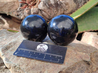 Polished Black Basalt Spheres x 4 From Antsirabe, Madagascar - Toprock Gemstones and Minerals 