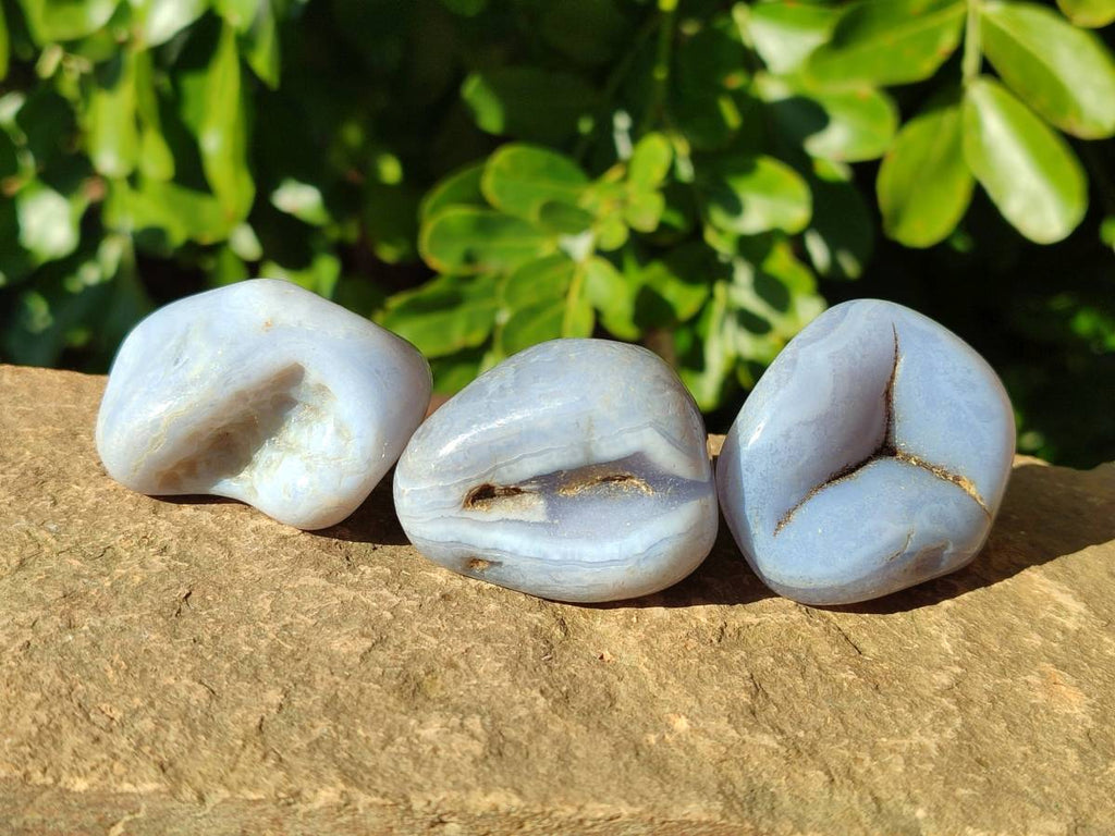 Polished Blue Lace Agate Tumbled Stones x 20 From Nsanje, Malawi - Toprock Gemstones and Minerals 