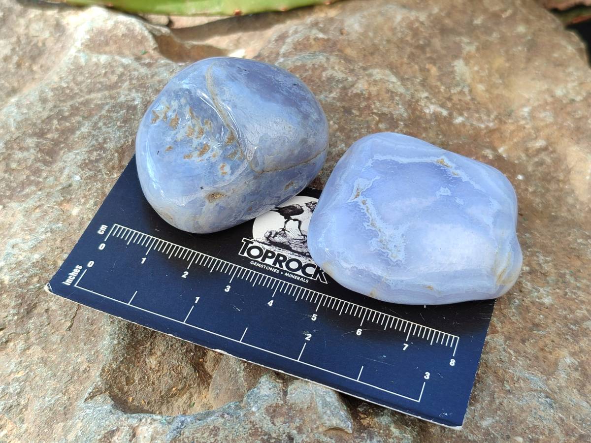 Polished Blue Lace Agate Tumbled Stones x 20 From Nsanje, Malawi - Toprock Gemstones and Minerals 