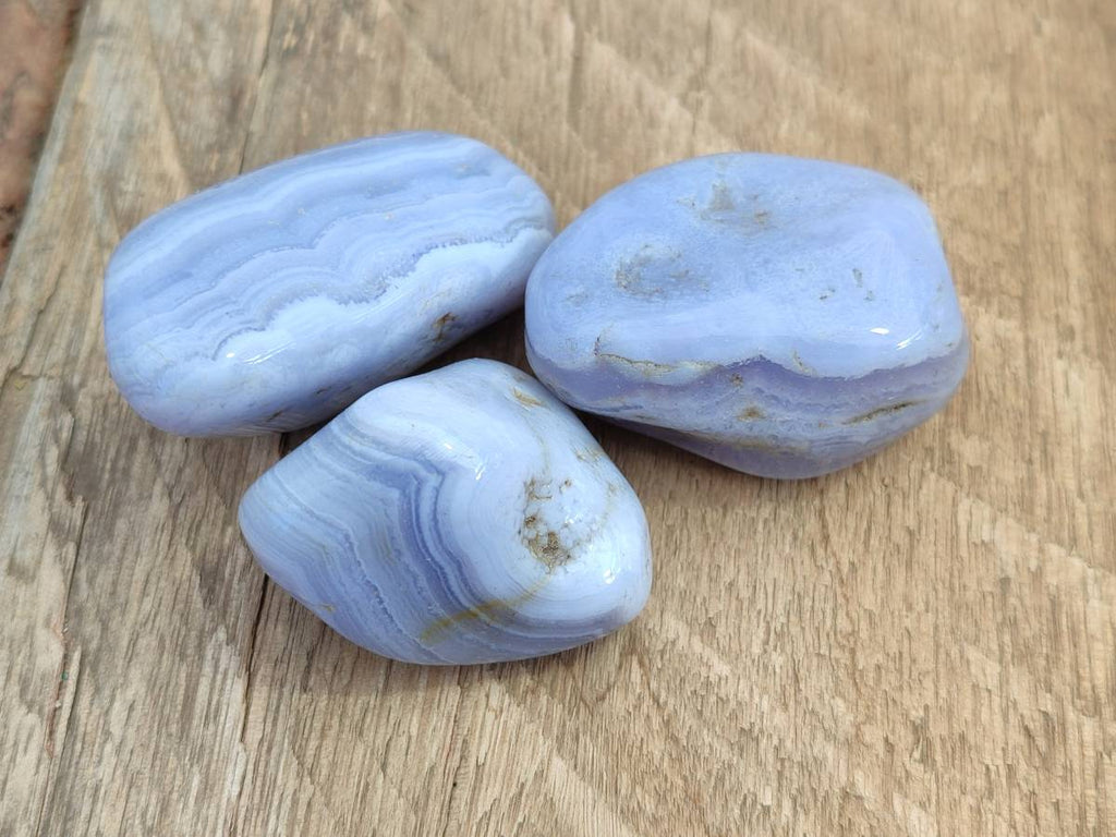 Polished Blue Lace Agate Tumbled Stones x 20 From Nsanje, Malawi - Toprock Gemstones and Minerals 