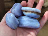 Polished Blue Lace Agate Tumbled Stones x 20 From Nsanje, Malawi