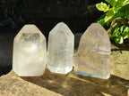 Polished Wispy Rainbow Veil Quartz and Specular Hematite Inclusion Quartz Crystals x 3 from Madagascar - Toprock Gemstones and Minerals 