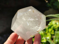 Polished Wispy Rainbow Veil Quartz and Specular Hematite Inclusion Quartz Crystals x 3 from Madagascar - Toprock Gemstones and Minerals 