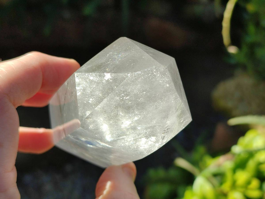 Polished Wispy Rainbow Veil Quartz and Specular Hematite Inclusion Quartz Crystals x 3 from Madagascar - Toprock Gemstones and Minerals 