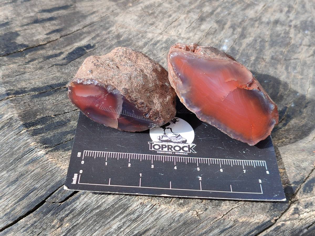 Polished On One Side Red Sashe River Agate Nodules x 20 From Zimbabwe - Toprock Gemstones and Minerals 