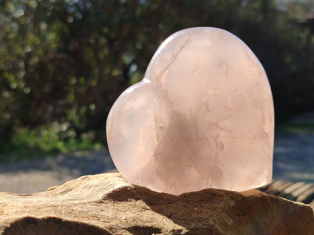 Polished Rose Girasol Quartz Gemstone Hearts x 3 Ambatondrazaka, Madagascar - Toprock Gemstones and Minerals 