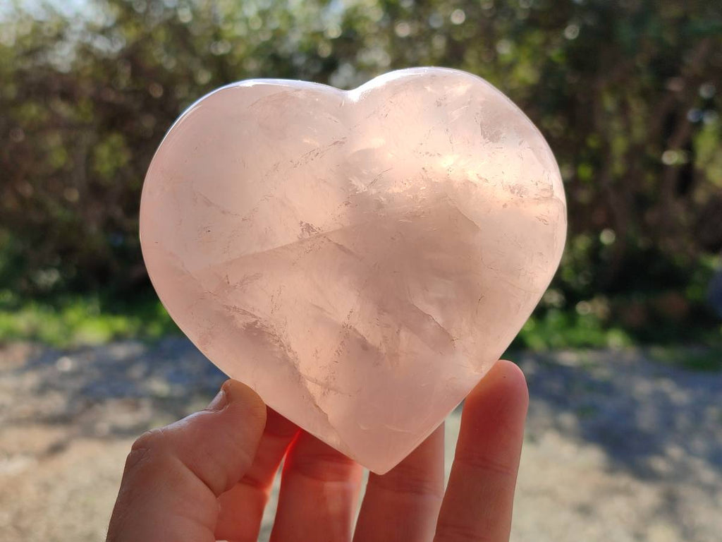 Polished Rose Girasol Quartz Gemstone Hearts x 3 Ambatondrazaka, Madagascar - Toprock Gemstones and Minerals 