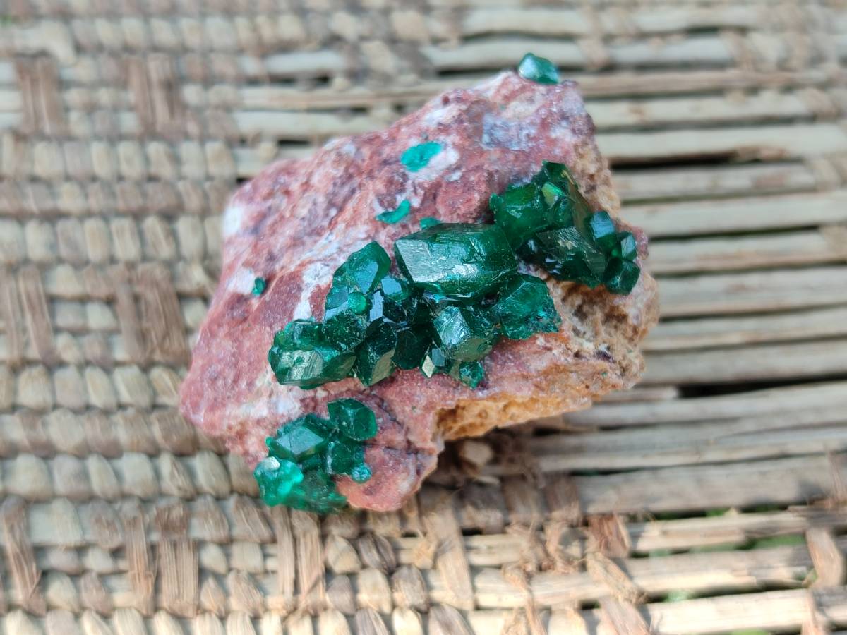 Natural Small Dioptase Crystals  with Malachite on Dolomite Matrix Specimens x 12 From Likasi, Congo - Toprock Gemstones and Minerals 