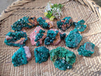 Natural Small Dioptase Crystals  with Malachite on Dolomite Matrix Specimens x 12 From Likasi, Congo - Toprock Gemstones and Minerals 