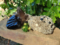 Natural Schorl Black Tourmaline, Smokey Quartz and Feldspar Specimens x 2 From Erongo, Namibia - Toprock Gemstones and Minerals 