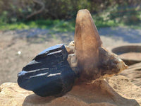 Natural Schorl Black Tourmaline, Smokey Quartz and Feldspar Specimens x 2 From Erongo, Namibia - Toprock Gemstones and Minerals 