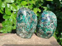 Polished Emerald Mica In Matrix Standing Free Forms x 4 From Mutoko, Zimbabwe - Toprock Gemstones and Minerals 