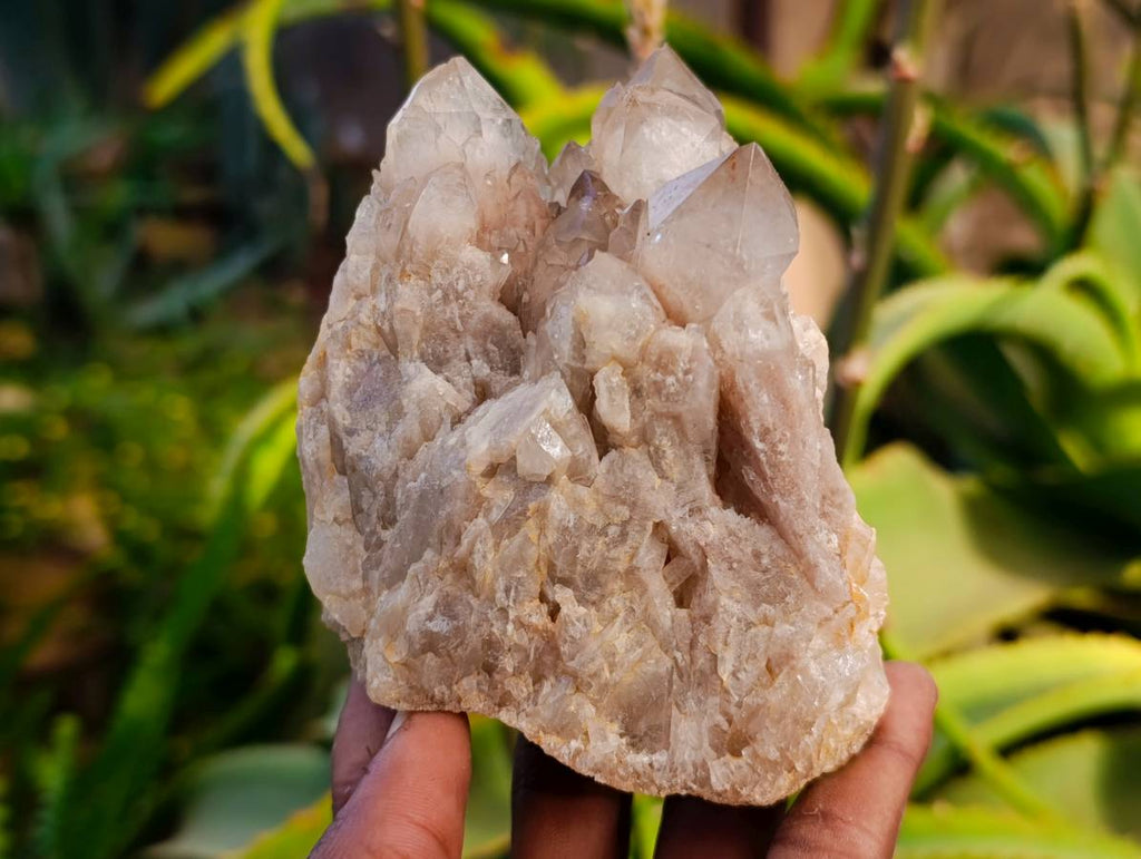 Natural Smokey Phantom Quartz Clusters x 3 From Luena, Congo - Toprock Gemstones and Minerals 