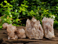 Natural Smokey Phantom Quartz Clusters x 3 From Luena, Congo - Toprock Gemstones and Minerals 