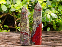 Polished Bastite Dragon Bloodstone Points x 4 From South Africa - Toprock Gemstones and Minerals 