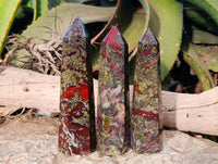 Polished Bastite Dragon Bloodstone Points x 4 From South Africa - Toprock Gemstones and Minerals 