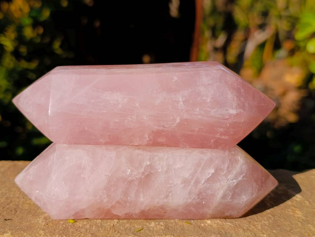Polished Rose Quartz Double Terminated Points x 4 From Madagascar - Toprock Gemstones and Minerals 
