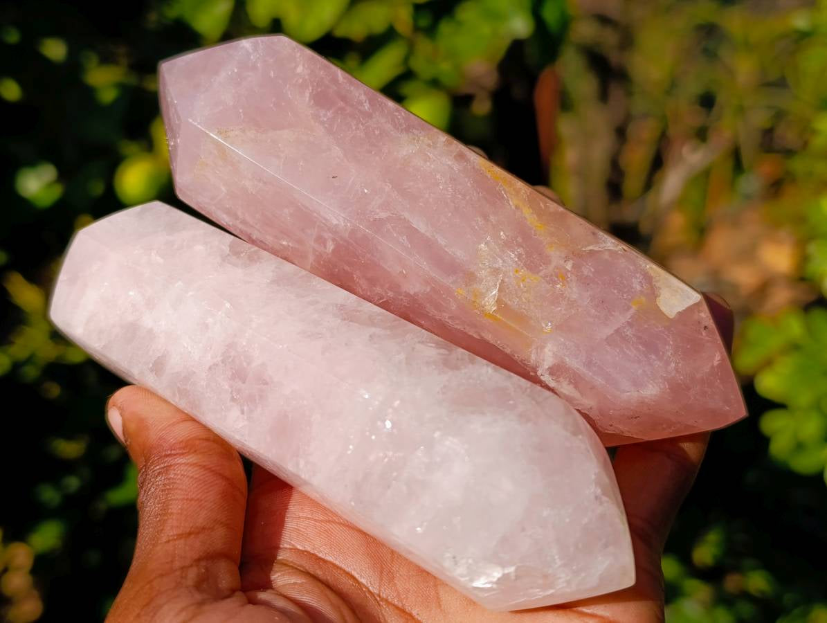 Polished Rose Quartz Double Terminated Points x 4 From Madagascar - Toprock Gemstones and Minerals 