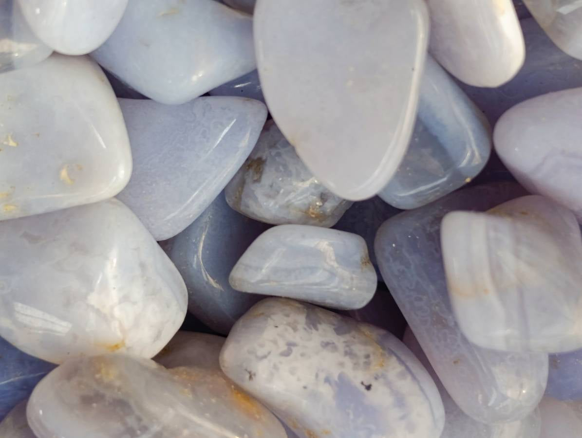 Polished Blue Lace Agate Tumbled Stones - Sold Per Kg - From Malawi - Toprock Gemstones and Minerals 