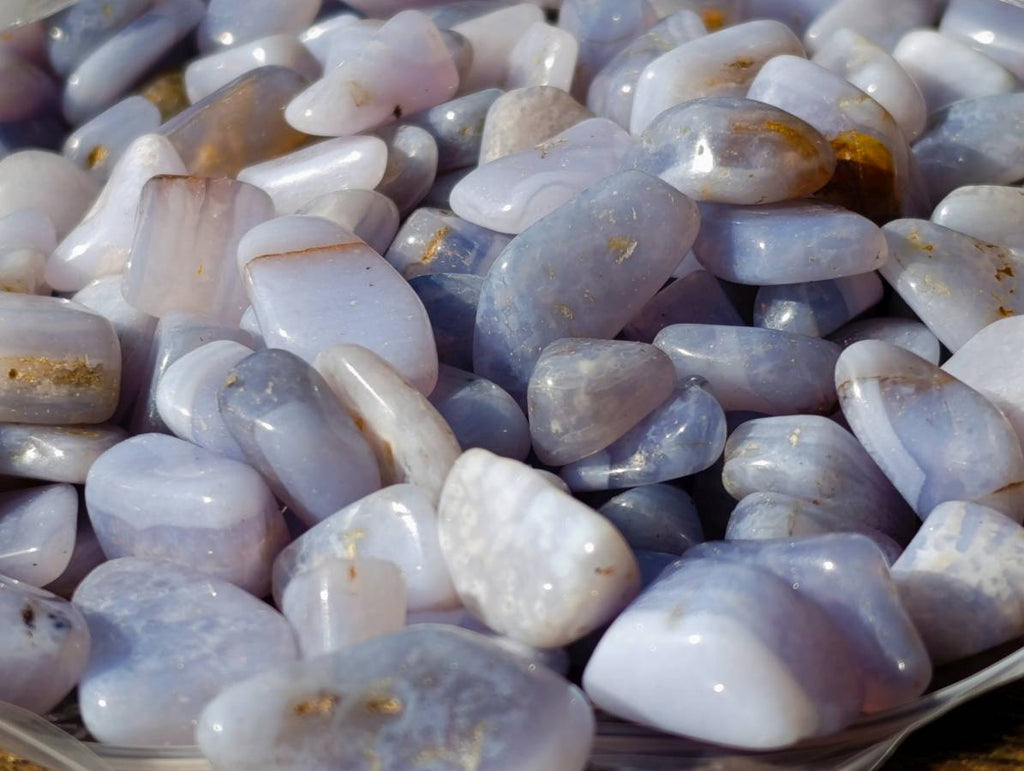 Polished Blue Lace Agate Tumbled Stones - Sold Per Kg - From Malawi - Toprock Gemstones and Minerals 
