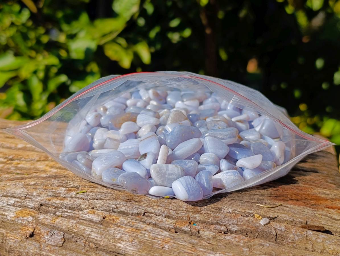 Polished Blue Lace Agate Tumbled Stones - Sold Per Kg - From Malawi - Toprock Gemstones and Minerals 