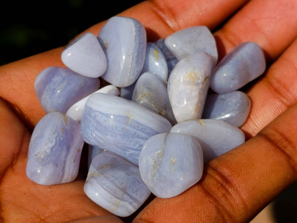 Polished Blue Lace Agate Tumbled Stones - Sold Per Kg - From Malawi - Toprock Gemstones and Minerals 