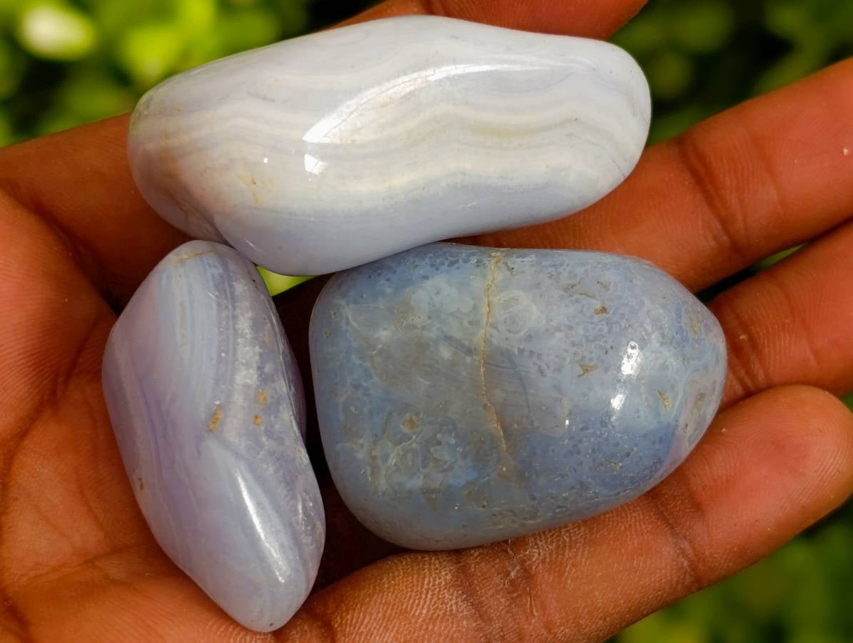 Polished Large Blue Lace Agate Tumbled Stones - sold per 1 Kg - from Nsanje, Malawi - Toprock Gemstones and Minerals 