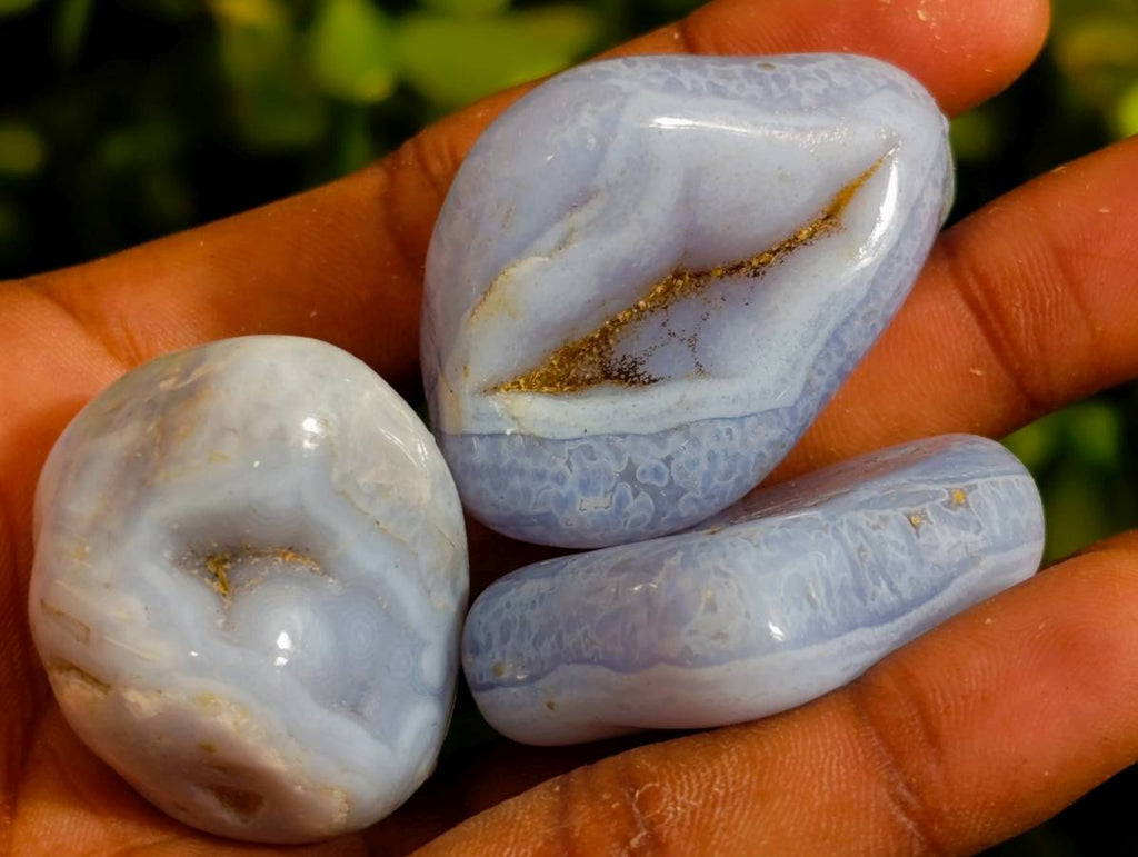 Polished Large Blue Lace Agate Tumbled Stones - sold per 1 Kg - from Nsanje, Malawi - Toprock Gemstones and Minerals 