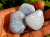 Polished Large Blue Lace Agate Tumbled Stones - sold per 1 Kg - from Nsanje, Malawi