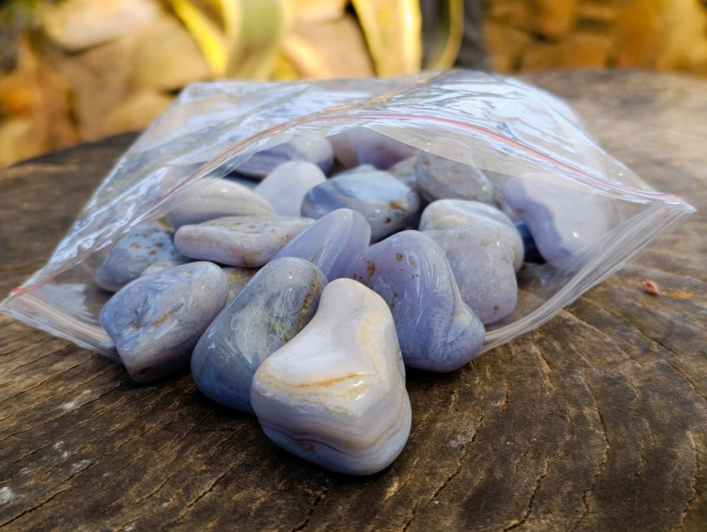 Polished Large Blue Lace Agate Tumbled Stones - sold per 1 Kg - from Nsanje, Malawi - Toprock Gemstones and Minerals 