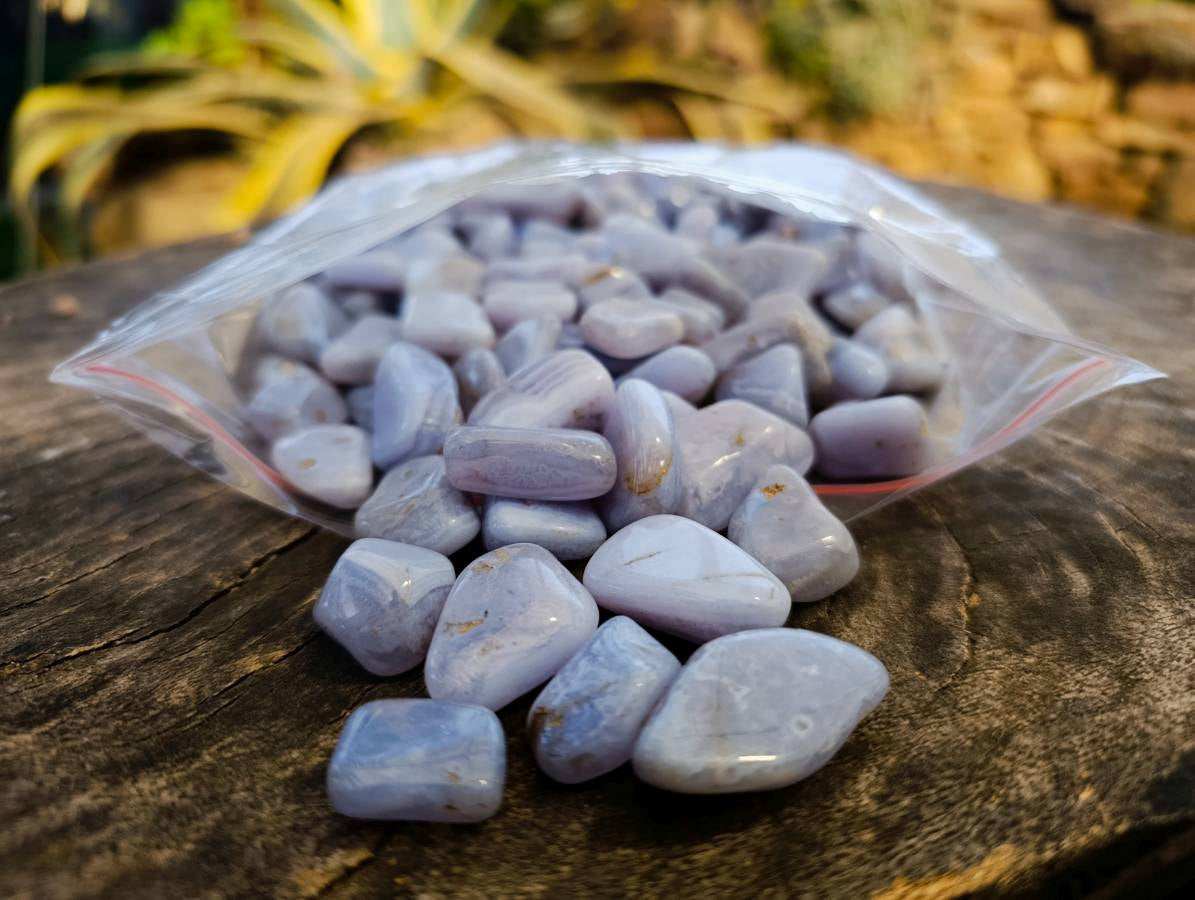 Polished Medium Blue Lace Agate Tumbled Stones - sold per 1 Kg - from Nsanje, Malawi - Toprock Gemstones and Minerals 