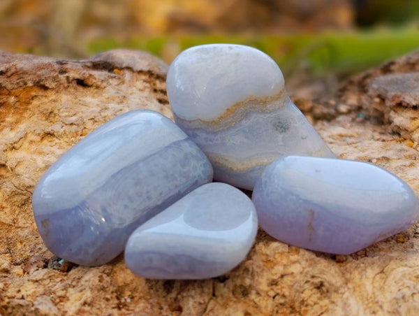 Polished Medium Blue Lace Agate Tumbled Stones - sold per 1 Kg - from Nsanje, Malawi