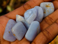 Polished Medium Blue Lace Agate Tumbled Stones - sold per 1 Kg - from Nsanje, Malawi