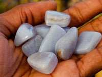 Polished Medium Blue Lace Agate Tumbled Stones - sold per 1 Kg - from Nsanje, Malawi