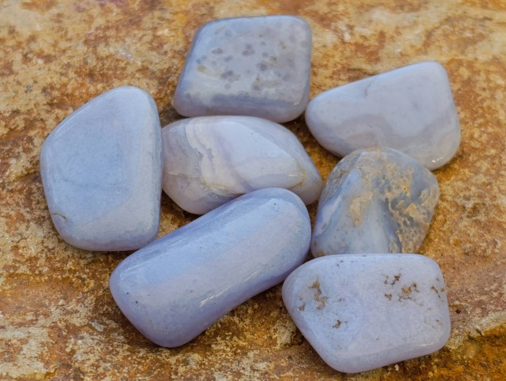 Polished Medium Blue Lace Agate Tumbled Stones - sold per 1 Kg - from Nsanje, Malawi - Toprock Gemstones and Minerals 