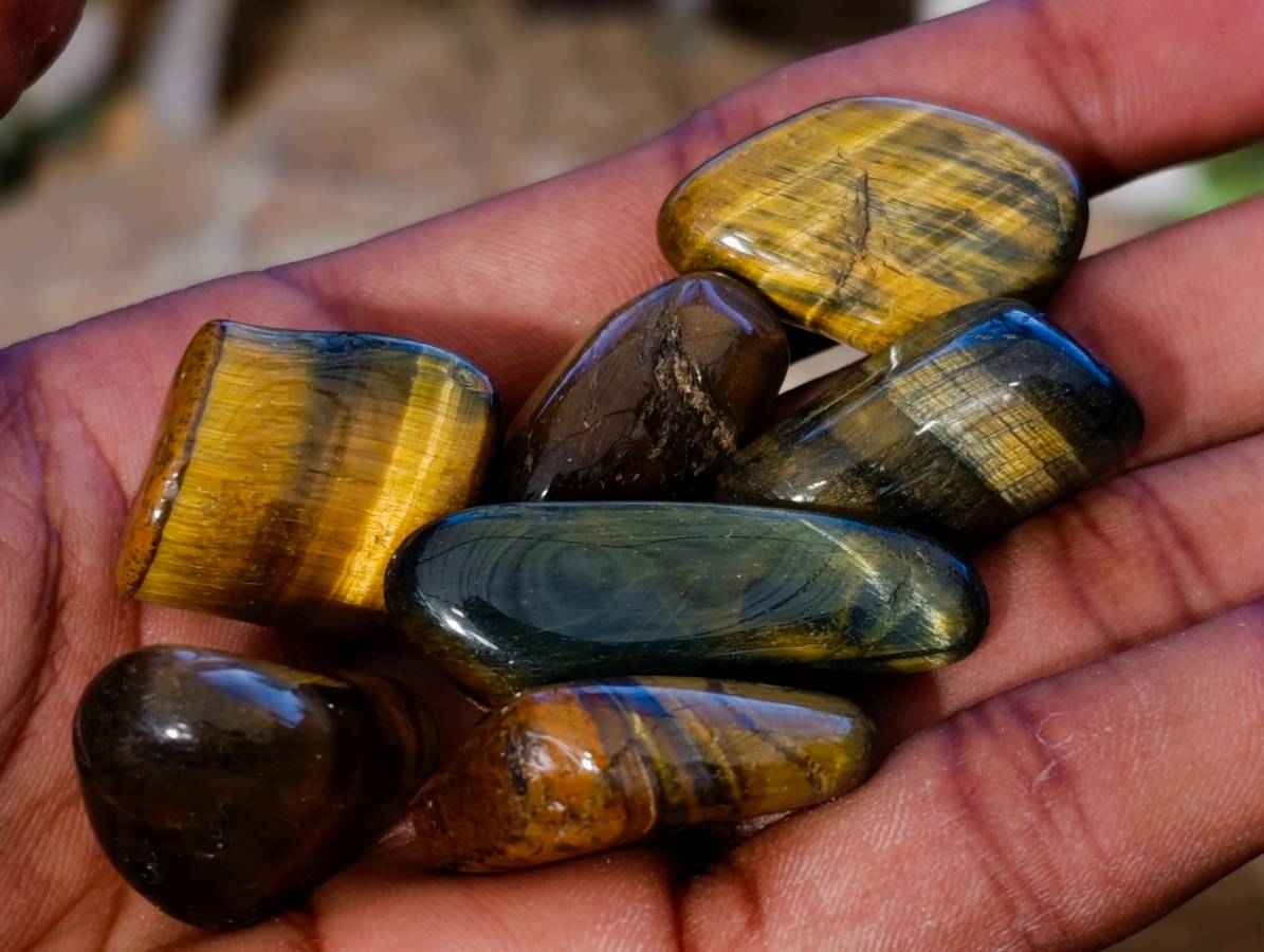 Polished Large Tigers Eye Tumble Stones - sold per 1 kg - From Prieska, South Africa - Toprock Gemstones and Minerals 