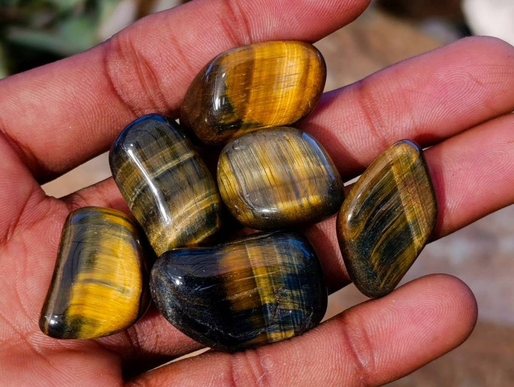 Polished Large Tigers Eye Tumble Stones - sold per 1 kg - From Prieska, South Africa - Toprock Gemstones and Minerals 